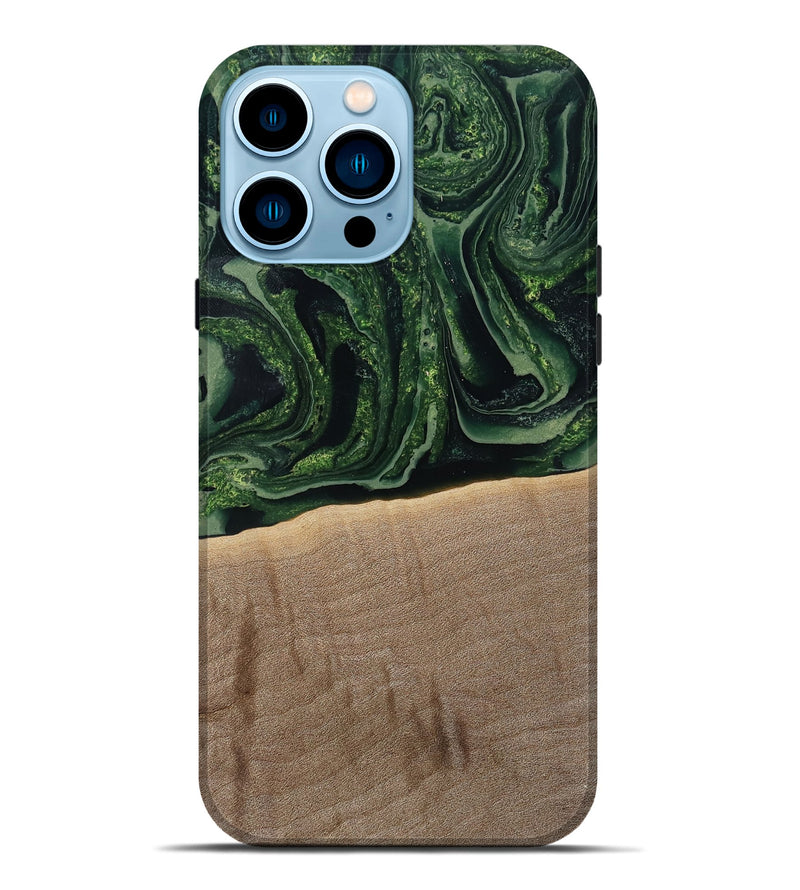 iPhone 14 Pro Max Wood Live Edge Phone Case - Malakai (Green, 791202)