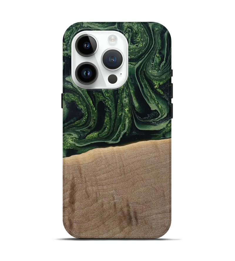 iPhone 15 Pro Wood Live Edge Phone Case - Malakai (Green, 791202)