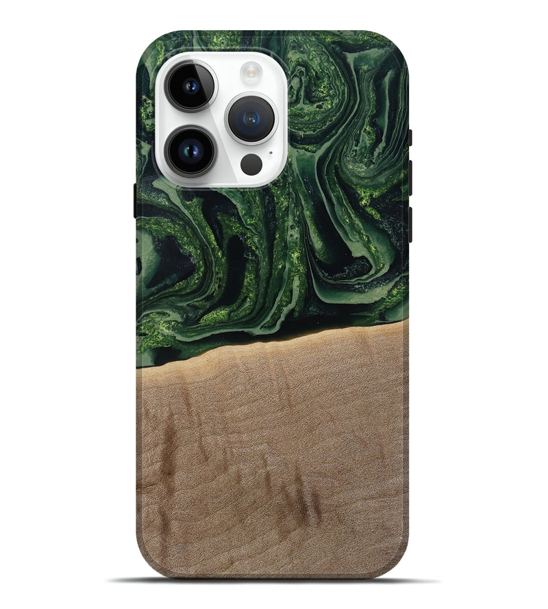 iPhone 15 Pro Max Wood Live Edge Phone Case - Malakai (Green, 791202)