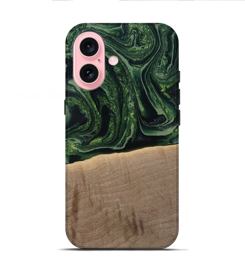 iPhone 16 Wood Live Edge Phone Case - Malakai (Green, 791202)