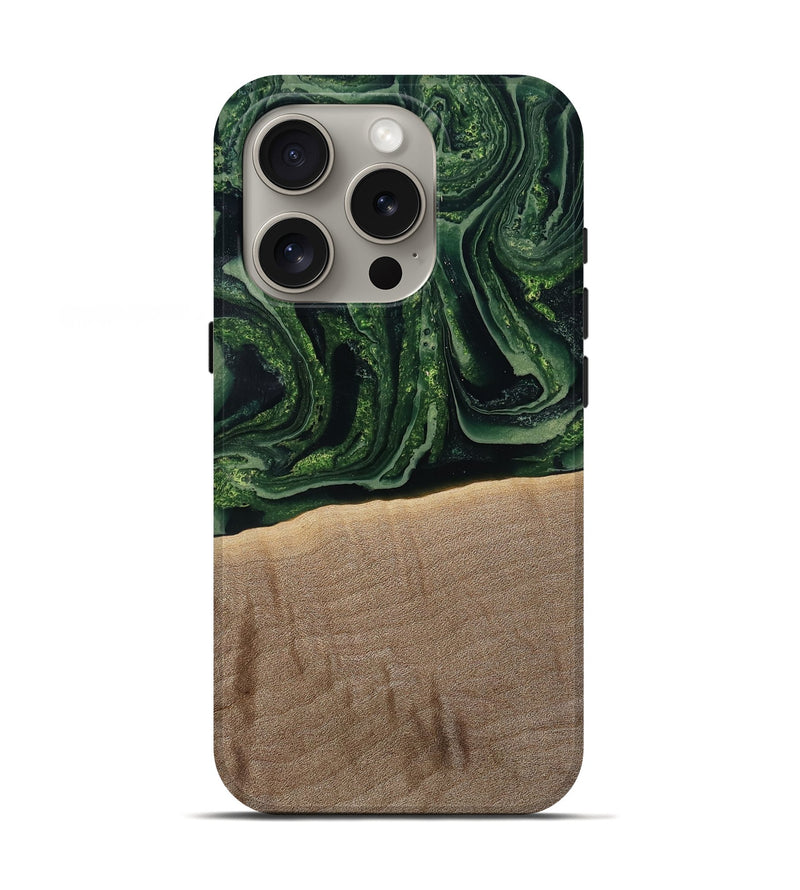 iPhone 16 Pro Wood Live Edge Phone Case - Malakai (Green, 791202)