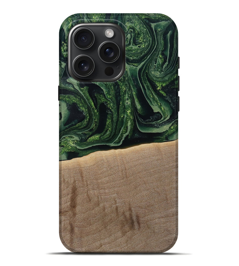 iPhone 16 Pro Max Wood Live Edge Phone Case - Malakai (Green, 791202)
