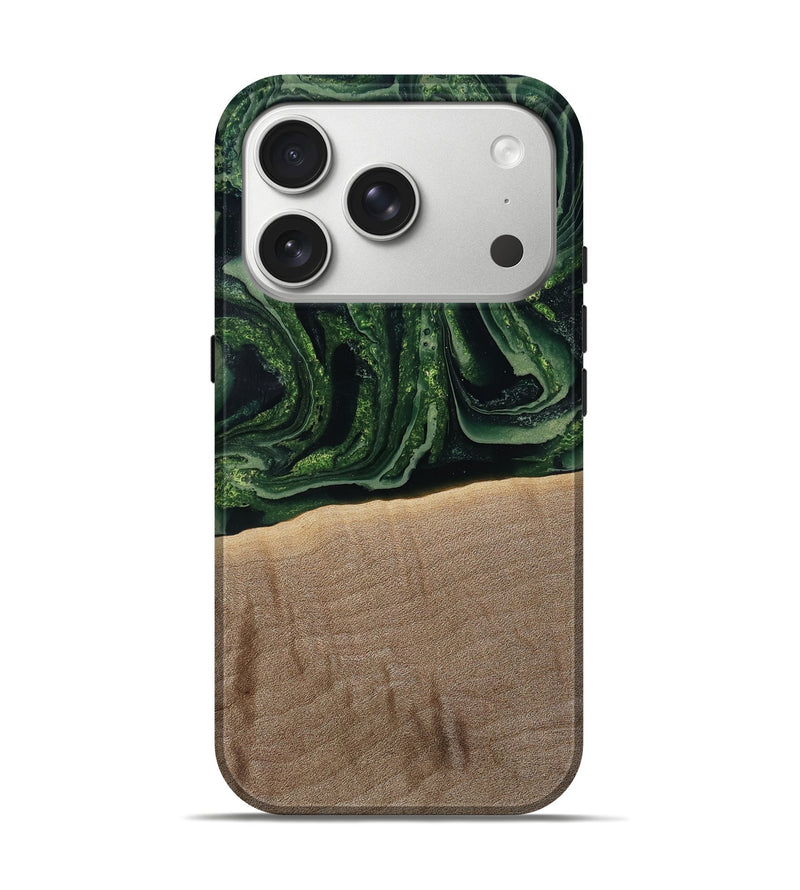 iPhone 17 Pro Wood Live Edge Phone Case - Malakai (Green, 791202)