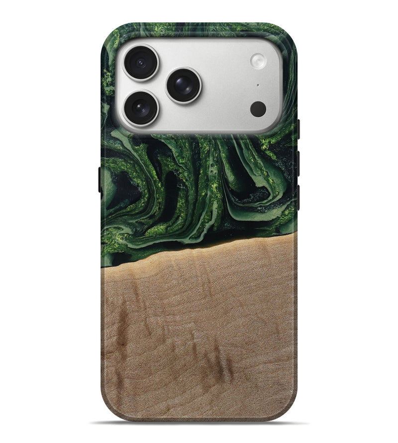 iPhone 17 Pro Max Wood Live Edge Phone Case - Malakai (Green, 791202)