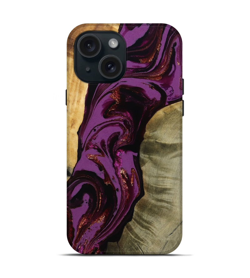 iPhone 15 Wood Live Edge Phone Case - Ned (Purple, 791230)