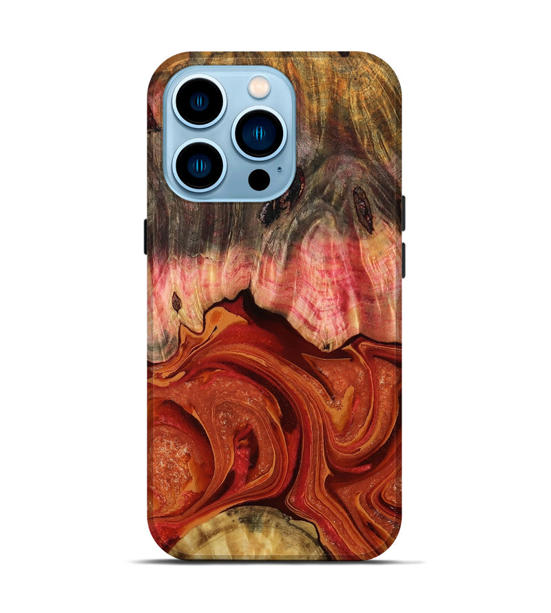 iPhone 14 Pro Wood Live Edge Phone Case - Dorotha (Red, 791235)