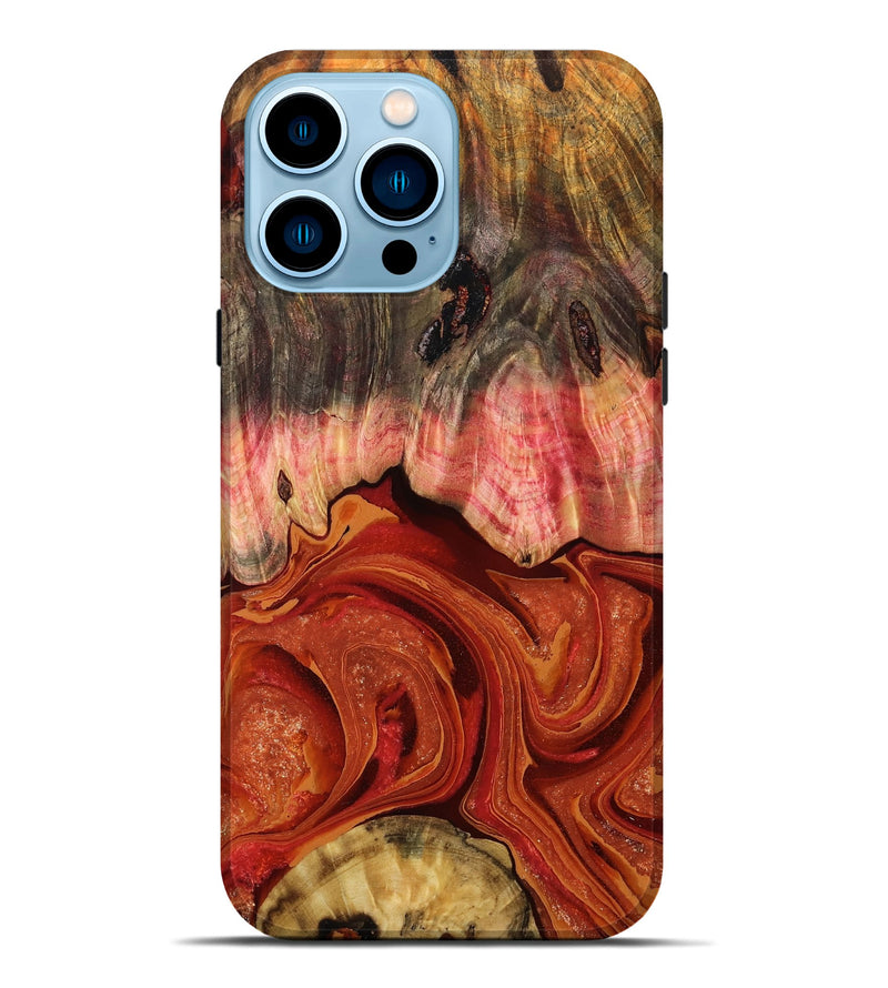 iPhone 14 Pro Max Wood Live Edge Phone Case - Dorotha (Red, 791235)