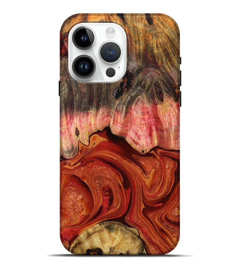 iPhone 15 Pro Max Wood Live Edge Phone Case - Dorotha (Red, 791235)
