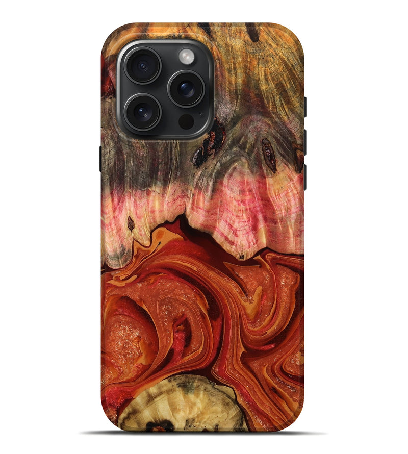 iPhone 16 Pro Max Wood Live Edge Phone Case - Dorotha (Red, 791235)