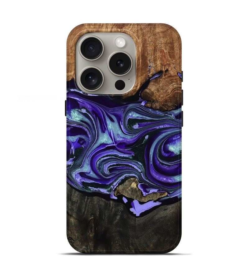 iPhone 16 Pro Wood Live Edge Phone Case - Lesa (Purple, 791243)