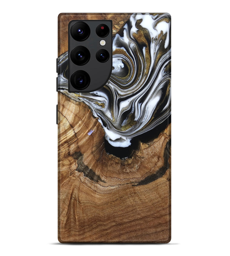 Galaxy S22 Ultra Wood Live Edge Phone Case - Felecia (Black & White, 791258)