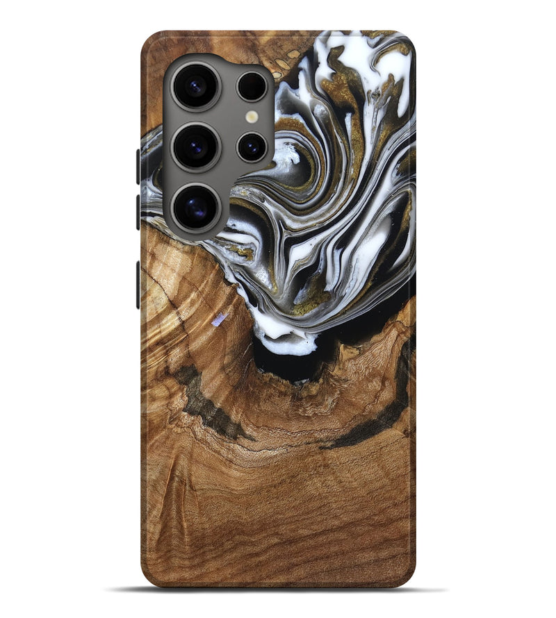 Galaxy S25 Ultra Wood Live Edge Phone Case - Felecia (Black & White, 791258)