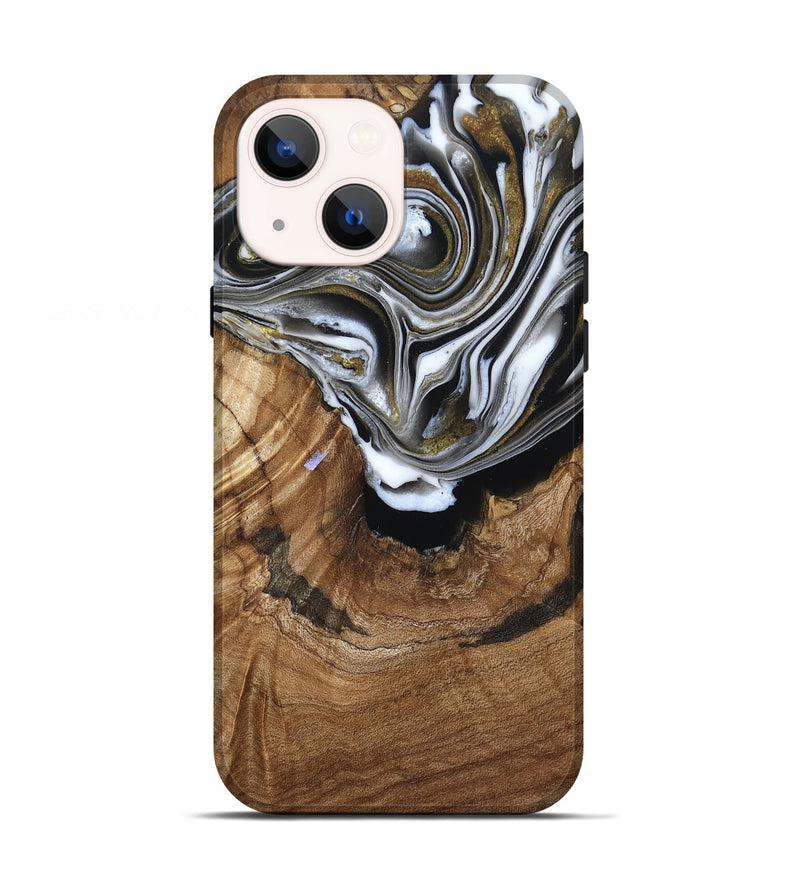iPhone 13 Wood Live Edge Phone Case - Felecia (Black & White, 791258)