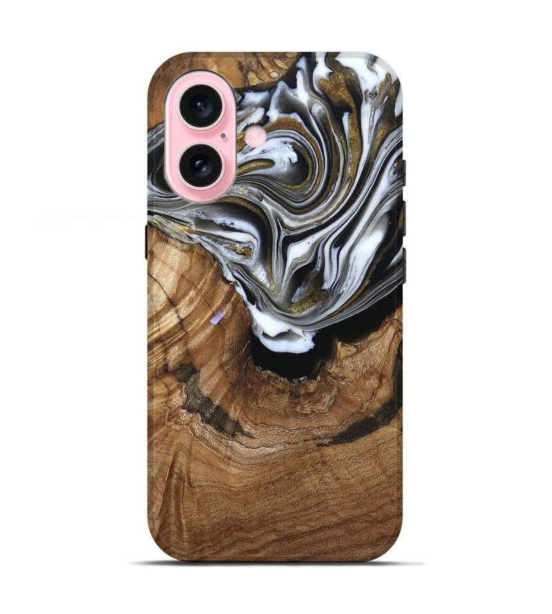 iPhone 17 Wood Live Edge Phone Case - Felecia (Black & White, 791258)