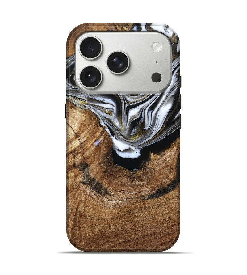 iPhone 17 Pro Wood Live Edge Phone Case - Felecia (Black & White, 791258)