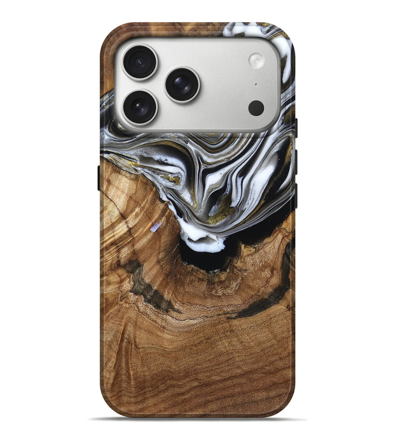 iPhone 17 Pro Max Wood Live Edge Phone Case - Felecia (Black & White, 791258)