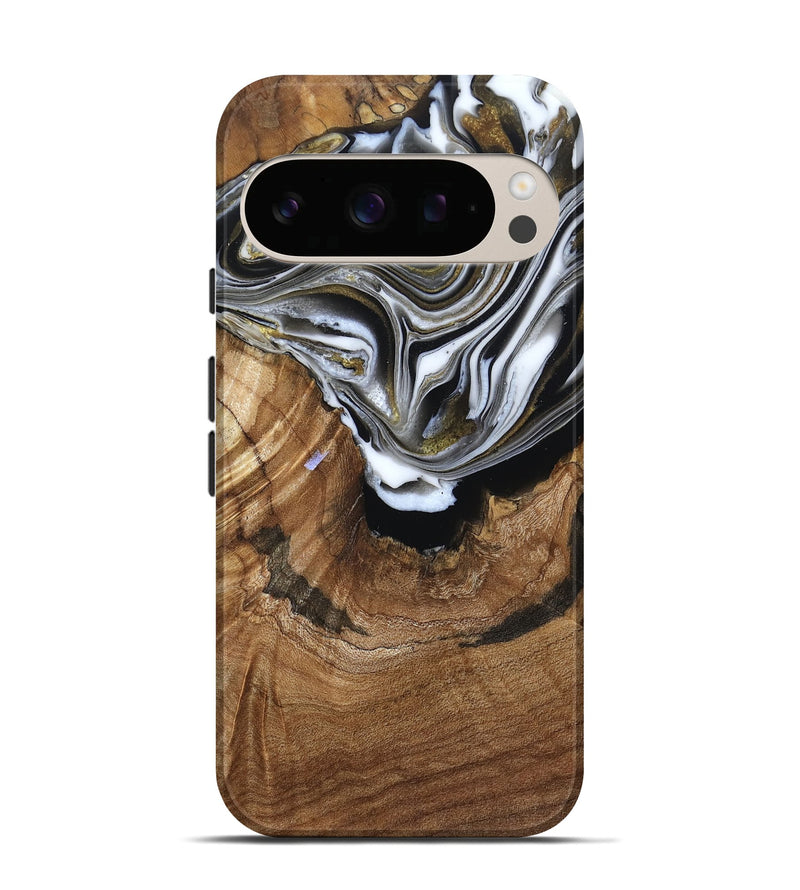 Pixel 10 Pro Wood Live Edge Phone Case - Felecia (Black & White, 791258)