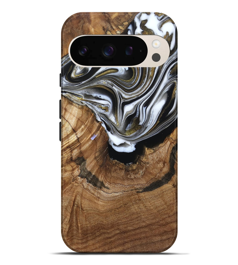 Pixel 10 Pro XL Wood Live Edge Phone Case - Felecia (Black & White, 791258)