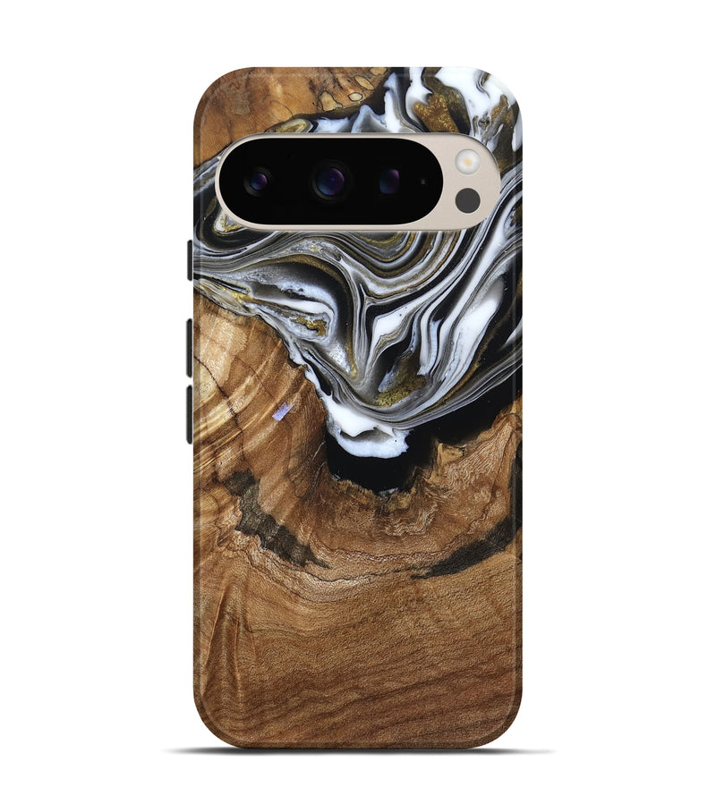 Pixel 9 Pro Wood Live Edge Phone Case - Felecia (Black & White, 791258)