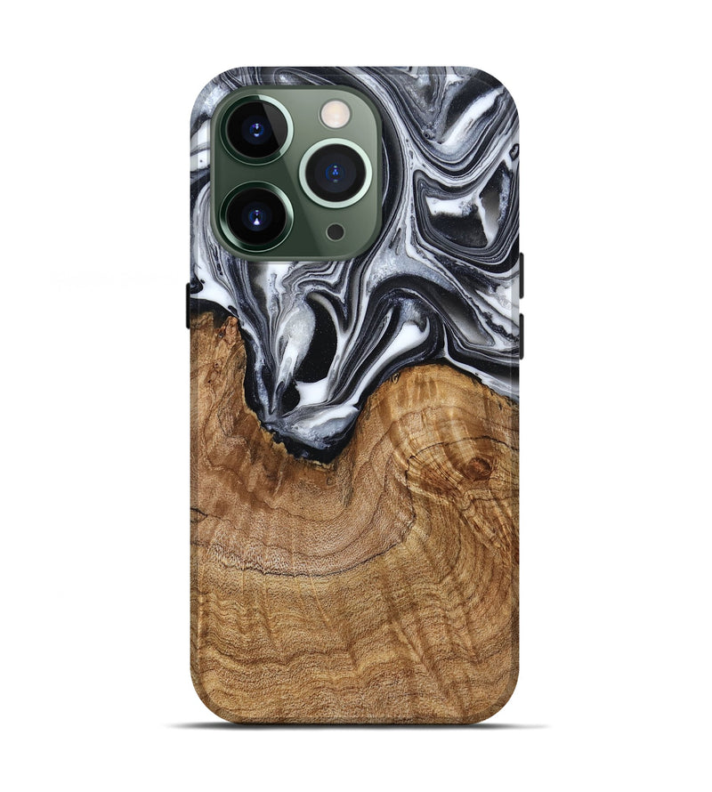 iPhone 13 Pro Wood Live Edge Phone Case - Ross (Black & White, 791259)