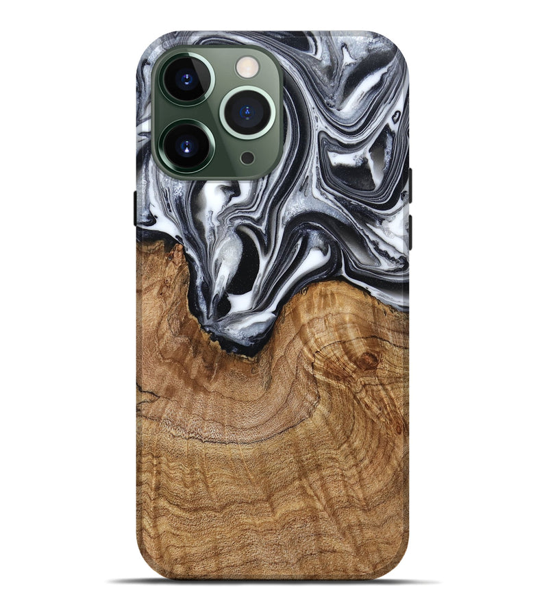iPhone 13 Pro Max Wood Live Edge Phone Case - Ross (Black & White, 791259)