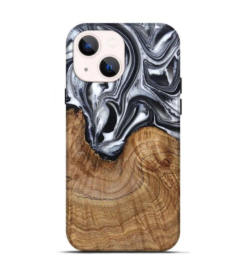 iPhone 14 Wood Live Edge Phone Case - Ross (Black & White, 791259)