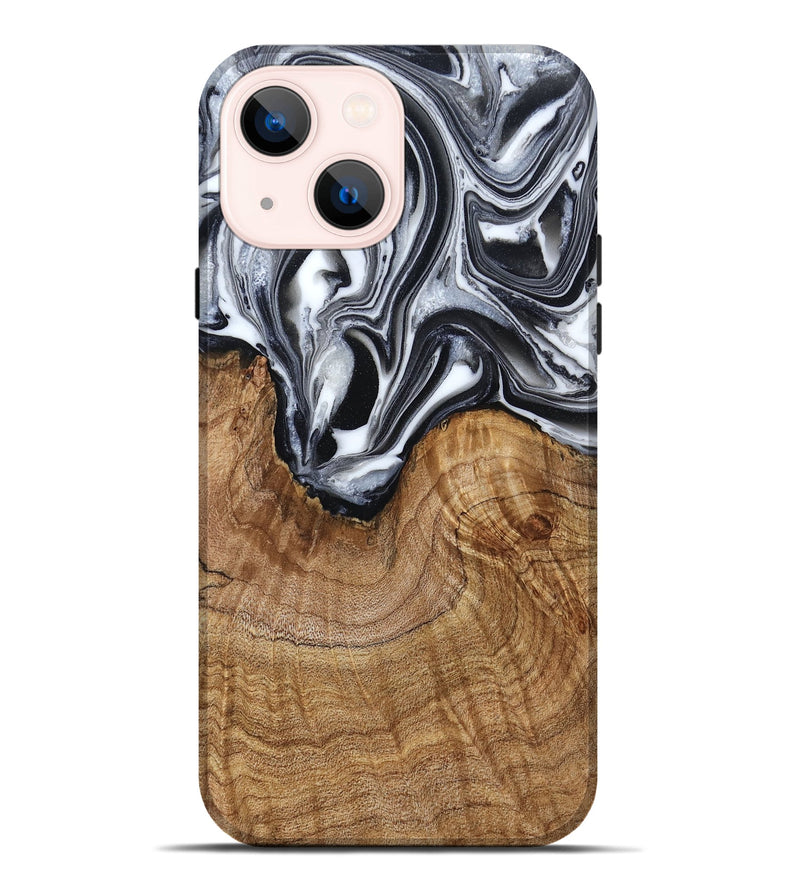 iPhone 14 Plus Wood Live Edge Phone Case - Ross (Black & White, 791259)