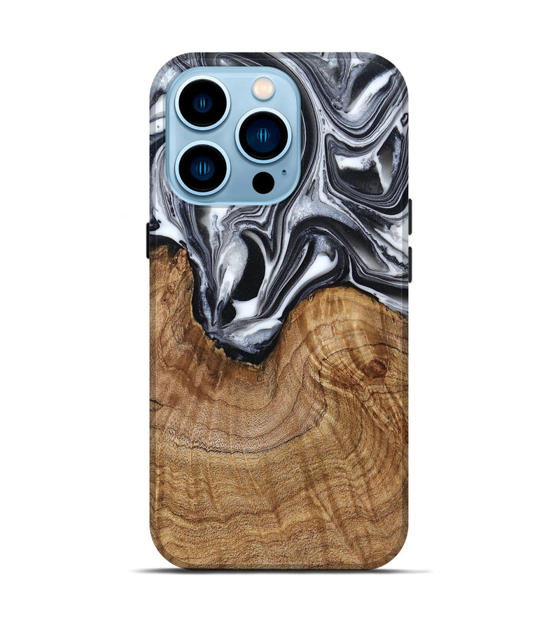 iPhone 14 Pro Wood Live Edge Phone Case - Ross (Black & White, 791259)