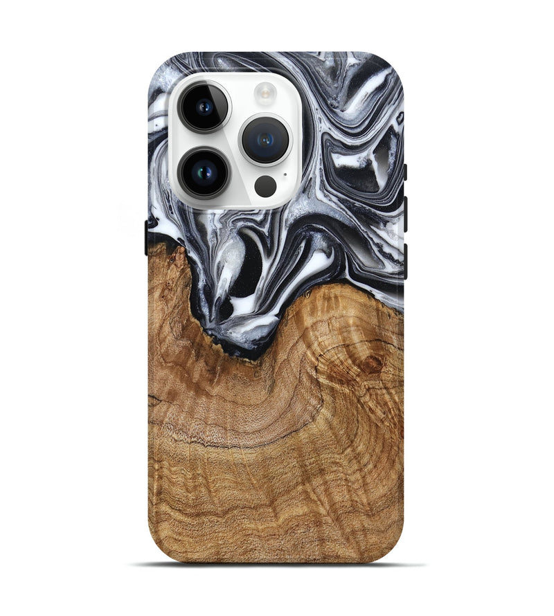 iPhone 15 Pro Wood Live Edge Phone Case - Ross (Black & White, 791259)