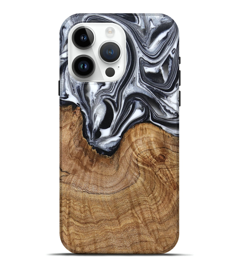 iPhone 15 Pro Max Wood Live Edge Phone Case - Ross (Black & White, 791259)
