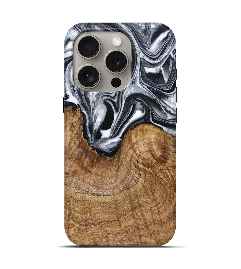 iPhone 16 Pro Wood Live Edge Phone Case - Ross (Black & White, 791259)