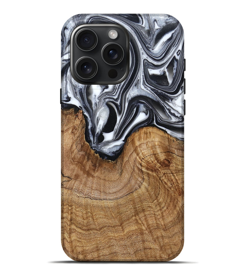 iPhone 16 Pro Max Wood Live Edge Phone Case - Ross (Black & White, 791259)
