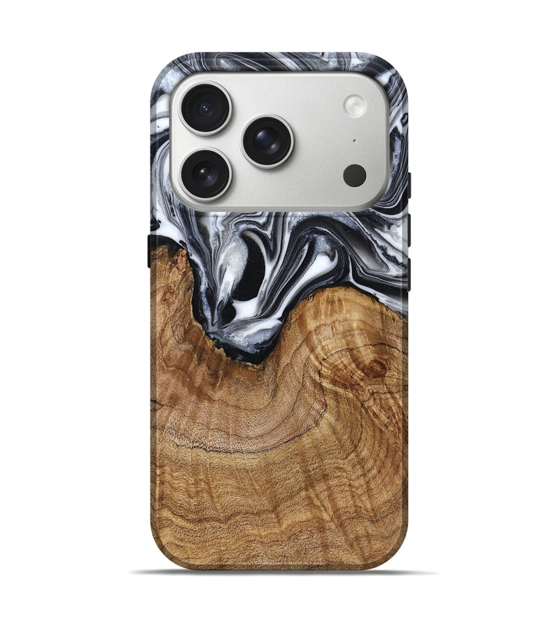 iPhone 17 Pro Wood Live Edge Phone Case - Ross (Black & White, 791259)