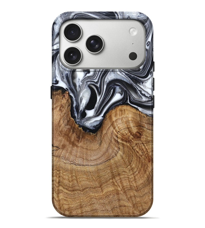 iPhone 17 Pro Max Wood Live Edge Phone Case - Ross (Black & White, 791259)