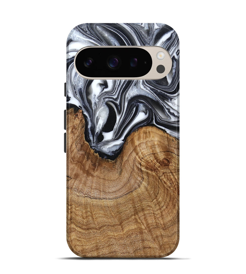 Pixel 9 Pro Wood Live Edge Phone Case - Ross (Black & White, 791259)