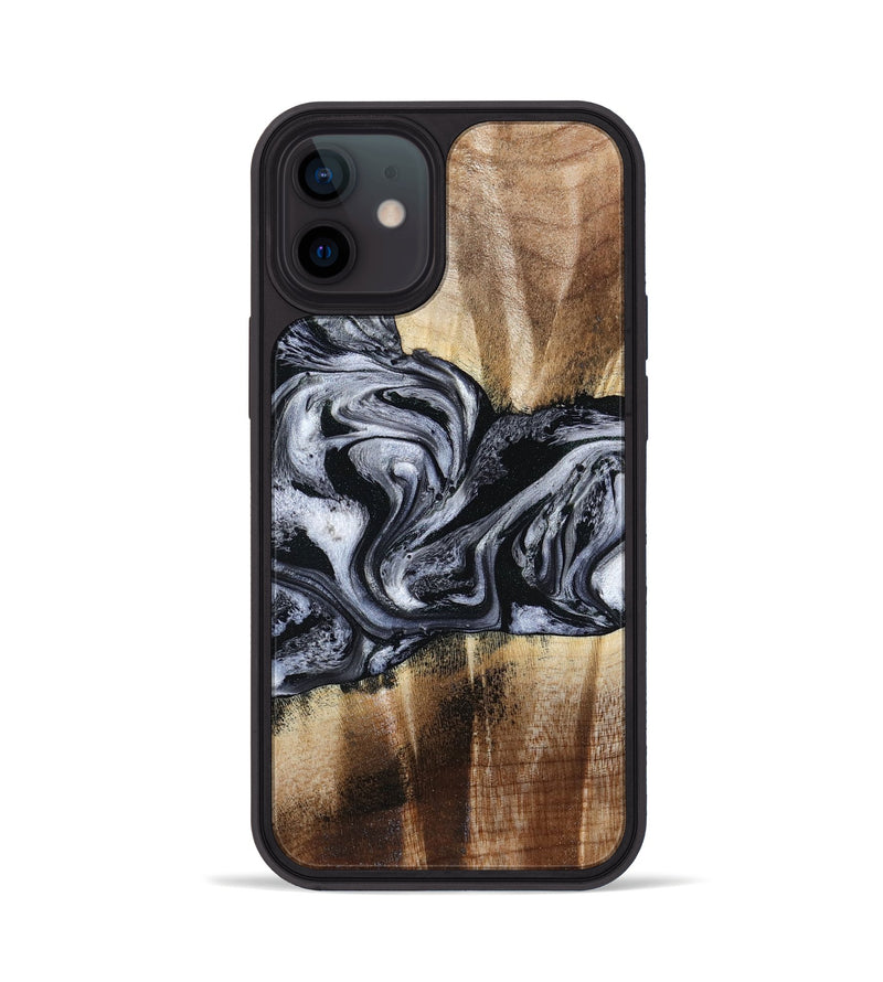 iPhone 12 Wood Phone Case - Sky (Black & White, 791282)