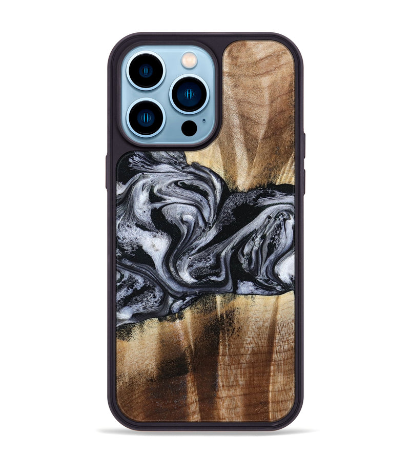 iPhone 14 Pro Max Wood Phone Case - Sky (Black & White, 791282)