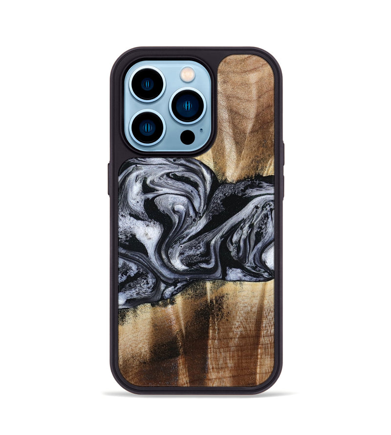 iPhone 14 Pro Wood Phone Case - Sky (Black & White, 791282)