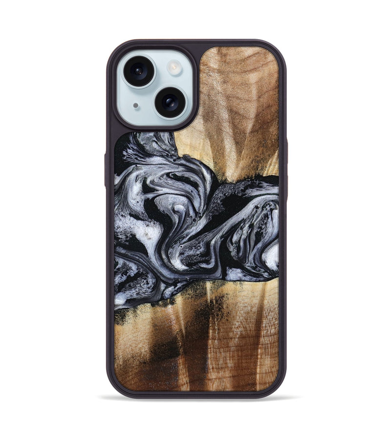 iPhone 15 Wood Phone Case - Sky (Black & White, 791282)