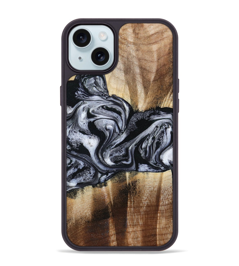 iPhone 15 Plus Wood Phone Case - Sky (Black & White, 791282)