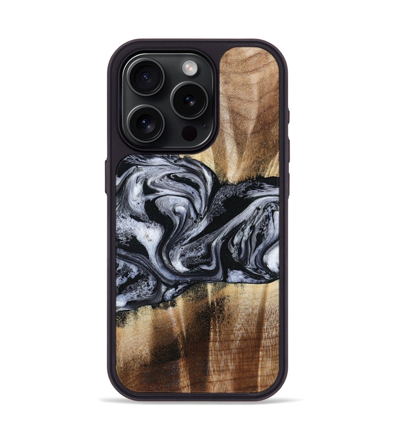 iPhone 15 Pro Wood Phone Case - Sky (Black & White, 791282)