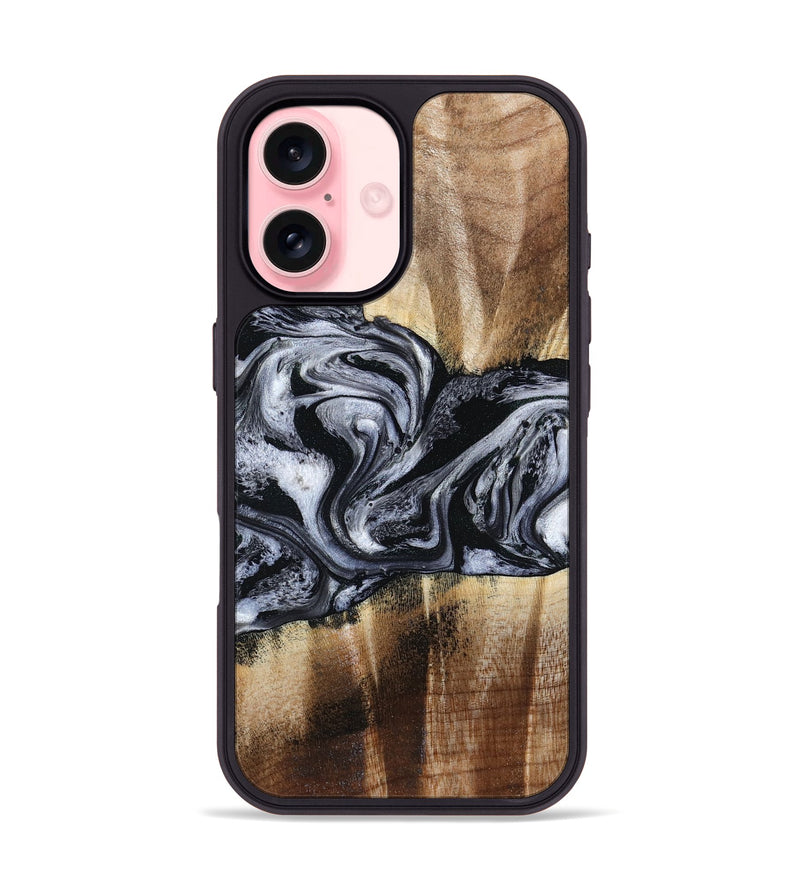 iPhone 16 Wood Phone Case - Sky (Black & White, 791282)
