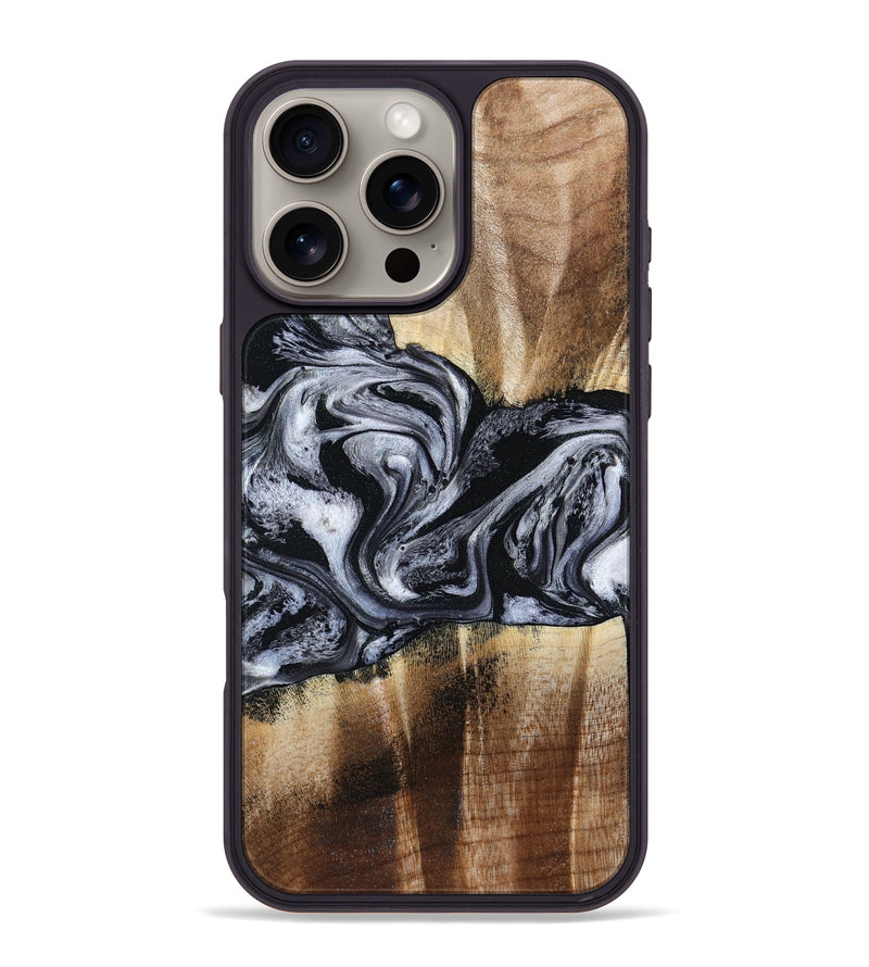 iPhone 16 Pro Max Wood Phone Case - Sky (Black & White, 791282)
