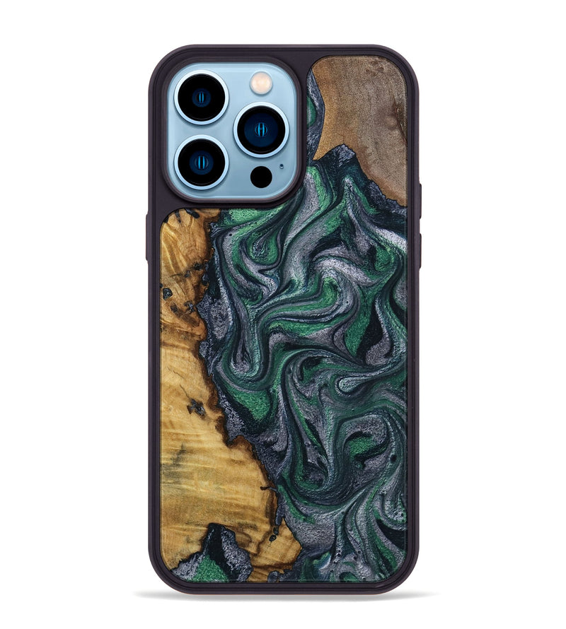 iPhone 14 Pro Max Wood Phone Case - Kamora (Green, 791332)