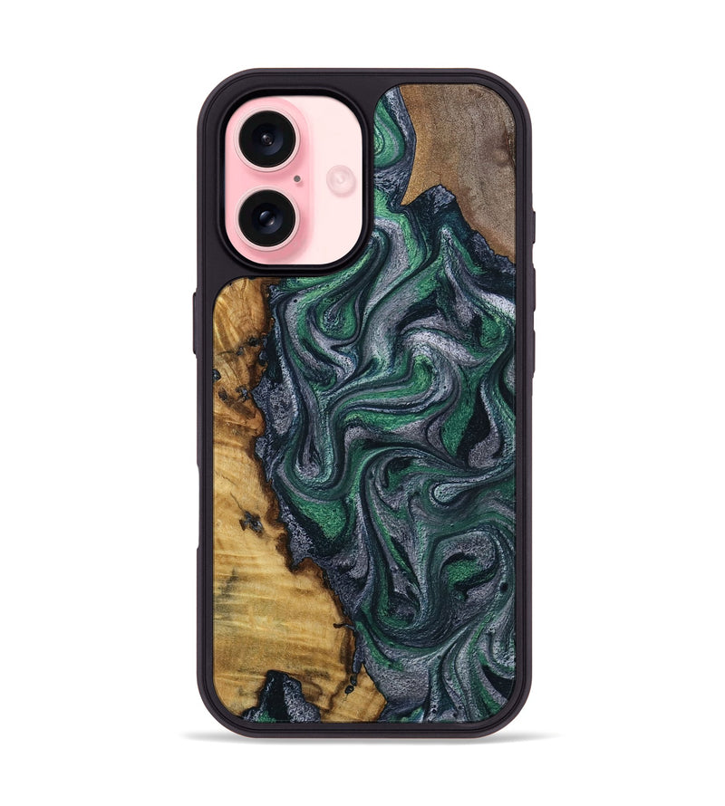 iPhone 16 Wood Phone Case - Kamora (Green, 791332)