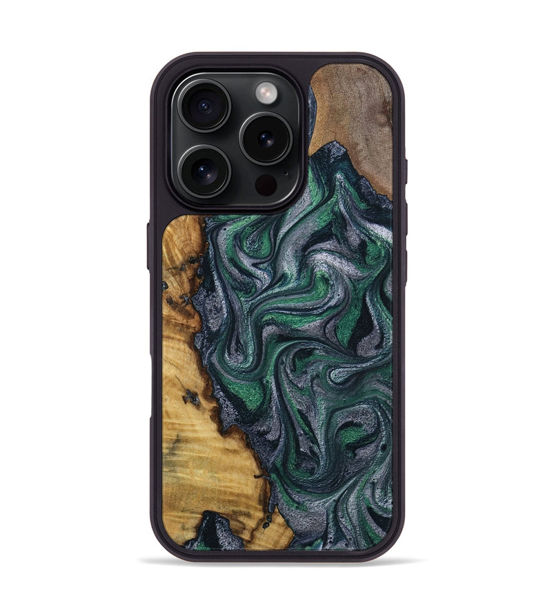 iPhone 16 Pro Wood Phone Case - Kamora (Green, 791332)