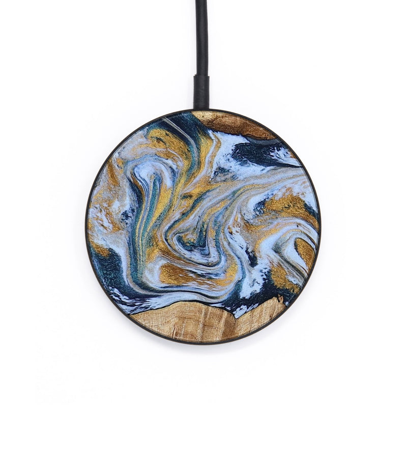 Circle Wood Wireless Charger - Rowen (Teal & Gold, 791425)