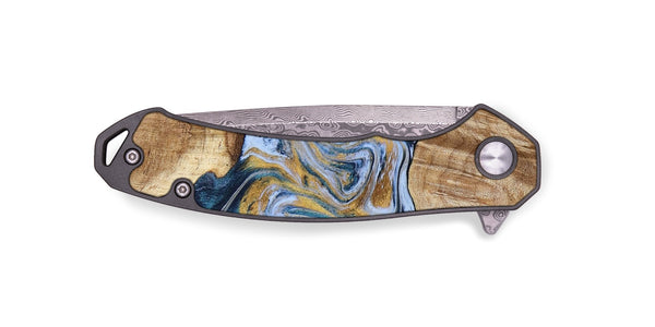 EDC Wood Pocket Knife - Rowen (Teal & Gold, 791425)