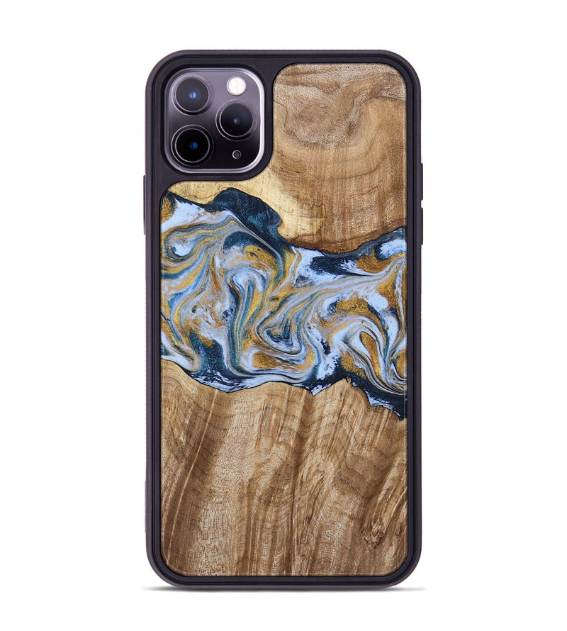 iPhone 11 Pro Max Wood Phone Case - Rowen (Teal & Gold, 791425)