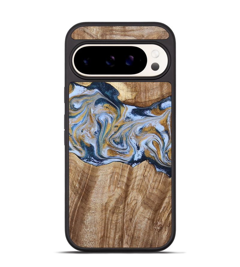 Pixel 9 Wood Phone Case - Rowen (Teal & Gold, 791425)